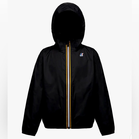 KIDS K-WAY PACKABLE FULL ZIP WINDBREAKER RAIN JACKET- BLACK 3T - Picture 1 of 5